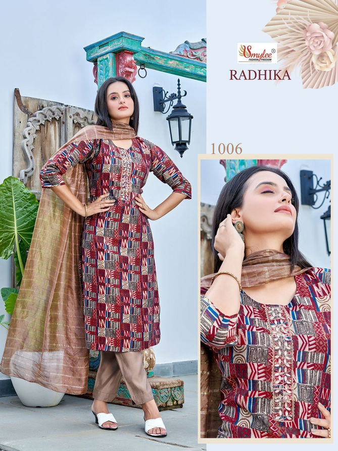 Radhika By Smylee 1001 To 1006 kurti With Bottom Dupatta Exporters In India